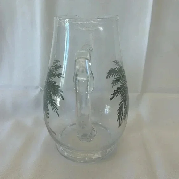 Bahama by Gibson Designs Glassware Pitcher 8.75” Height Palm Tree Glassware - Picture 5 of 5